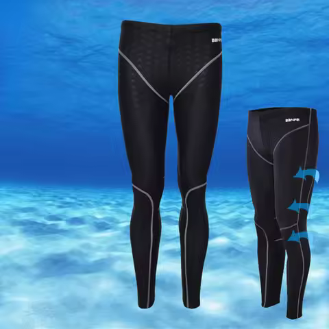 Swim Pants Men Swimsuit Long Shark Skin Tights Swimwear Professional Swim Trunks Training Swim Leggi