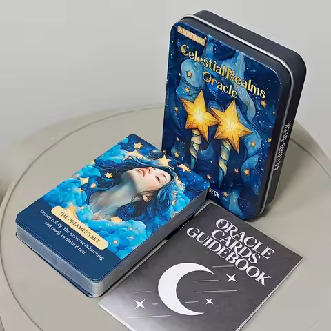 Celestial Realms Oracle Deck | 44 Cards 11.5*8cm with Guidebook in Metal Tin Box, Cosmic Celestial T