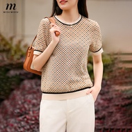 MISUMIXIU M-3XL สไตล์เกาหลี Retro Mulberry Silk เสื้อแขนสั้นผู้หญิง Elegant เสื้อแฟชั่นสุภาพสตรี