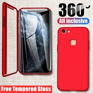 For Vivo V7 Plus V7+ 1716 1850 Y79A Free Tempered Glass 360 Full Coverage Matte Finish Sturdy Hard Acrylic All-around Protection Case