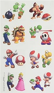 Amscan Super Mario Brothers Birthday Party Temporary Tattoo Favors, Multicolor, 2 x 1 3/4 (Two-Pack)