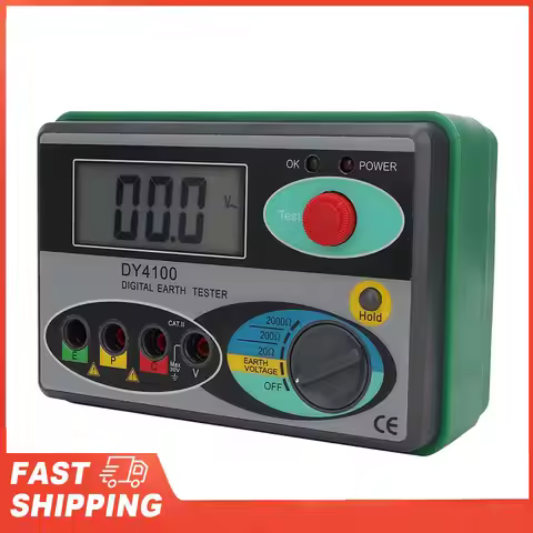 DY4100 Digital LCD Screen Display Earth Ground Resistance Tester Measuring Meter LCD Resistance Test
