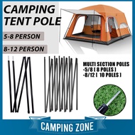 Camping Tent Pole Rod Flysheet Pole Tent Black Pole Iron Camping Tent Pole Camping Rod Tent