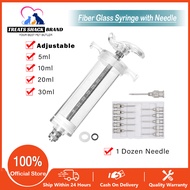 Fiber Glass Syringe Set 10/20/30ml Syringe for Pig Heavy Duty Veterinary Injection Syringe with 10Pcs Stainless Needles