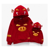 Ggbond Pigman Sweatshirt Children Fleece Lining Thickened Winter Warm Hooded Boys Sweatshirt Girls F