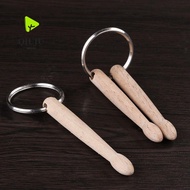 QIUJU Drumsticks Keychain, Metal Mini Drum Sticks Key Ring, Wood Gift Drumstick Grommets