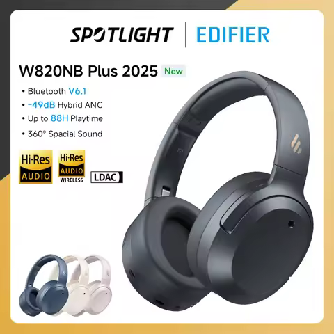 Edifier W820NB Plus(2025 Ver.) ANC Wireless Headphone Bluetooth 6.1 Over-ear Headset -49dB Noise Can