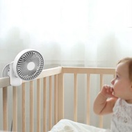 LBTbate 14 厘米USB充電手動旋轉擺動靜音辦公桌用嬰兒推車迷你夾式強力風風扇LED 燈 bbsckp LBTbate 14cm USB Rechargeable Manual Rotatin