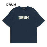 DRUM Select Logo TPU Tape Oversized Tee- White/Dark Blue