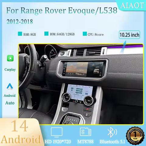 10.25" Android 14 For 2012-2018 Range Rover Evoque L538 Multimedia Player Car GPS Radio Wireless Car