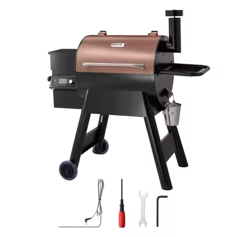 SucceBuy Wood Pellet Grill Smoker BBQ Grills for Outdoor Cooking with WiFi-app Control, LCD Screen C