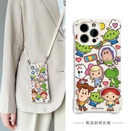 適用蘋果16手機殼迪士尼新款iPhone16Pro斜挎掛繩15Pro玩具總動員15promax可愛創意卡通胡迪14四角可掛13潮牌