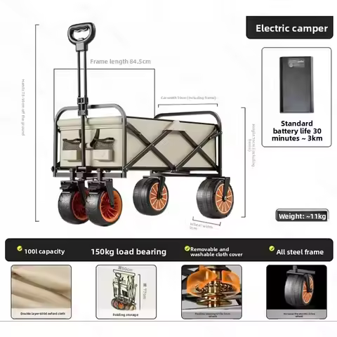 Folding Electric Truck Multifunctional Vehicle Camping Trolley Cart Pure Electric Drive Collapsible 