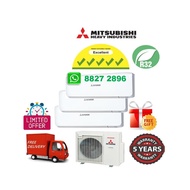 5 TICKS MITSUBISHI R32 AIRCON MULTI-SPLIT INVERTER SYSTEM 3 AIRCON + FREE 60 MONTH WARRANTY + FREE CONSULTATION SERVICE