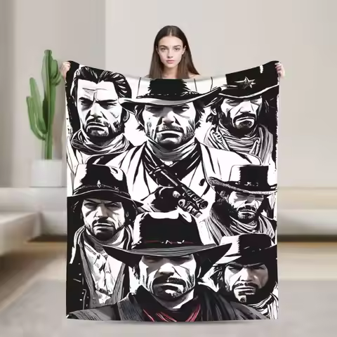 Game RDR2 Arthur Morgan Revolver Keyring Red Dead Redemptioned Plush Blanket Flannel Throw Blanket F