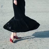 暗夜黑 2色 望夜 顯白真絲絲絨洋裝 吊帶連身裙長裙