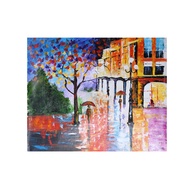 SG 60*70cm Hand-painted Oil Painting Modern City Streetscape Decorative Art for Home Living Room Bed