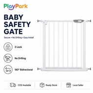【PlayPark】2nd Gen Safety Gate for Baby Pet Auto-Close Double Lock No Drilling Gate For Baby Safety