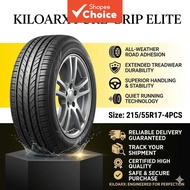 Premium KILOARX 215/55R17 4PCS All-Season Tires with Wheel Valve Cap, Heavy-Duty Grip and Tyre Air C