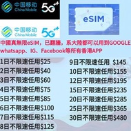 中國大陸eSIM 中國eSIM 中國5G eSIM 中國真無限，不限速，不限量，數據任用