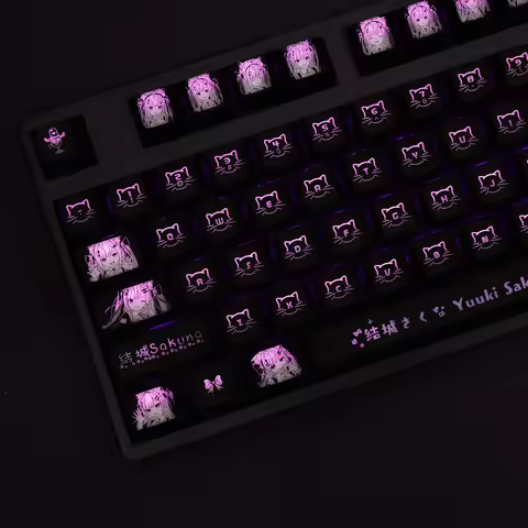 104 Keys/Set Yuuki Sakuna Anime DIY Custom DIY Backlit Keycap Coating for Mechanical Keyboard Corsai