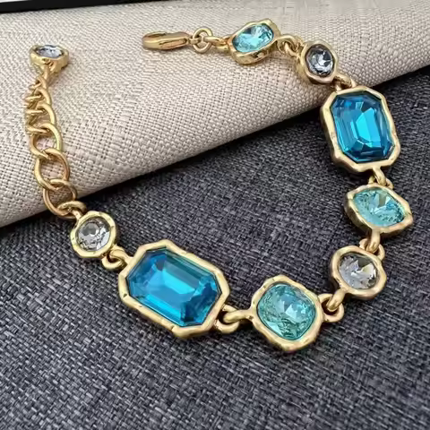 Os Fashion Jewelry Bright Geometric Colorful Glass Bracelet Women’s Party Accessory