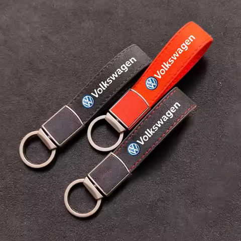 Leather Car Emblem Keychain Key Chain Gift For VW Volkswagen Passat T5 Polo B5 B6 Polo Touran GTI MK