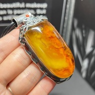 歐款新貨 天然波羅的海海漂蜜蠟項鏈 風景珀 s925銀鑲嵌 蜜蠟