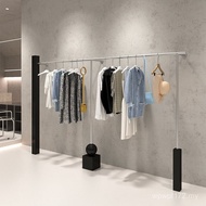 Stainless Steel Shelf Rack Clothes Rod Paint Men Women Clothing Store Wall-Mounted Clothing Store Bl