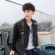 Korea Jeans Men Coat Lelaki Denim Gaze Versi Korea Pelajar Slim Handsome Spring Autumn Embroidery Saiz Besar Jaket Kasual Pakaian Atas COD