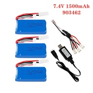 7.4V 1500mAh Lipo Battery With USB 3IN1 Charger Set For FT009 RC Boat 12428 144001 Battery Lipo 9034