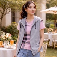 BURBERRY 黑標 灰色連帽抽繩背心戰馬外套