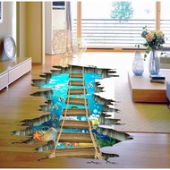 3D Bridge Underwaterworld Floor Sticker Home Decoration Sticker Homestay Decoration Sticker Room Dec