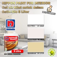 Nippon Paint Paint for Interior Satin-Glo 5 Litre Snow White 1002P / Peach Pinch 1022P / Spoonbread 