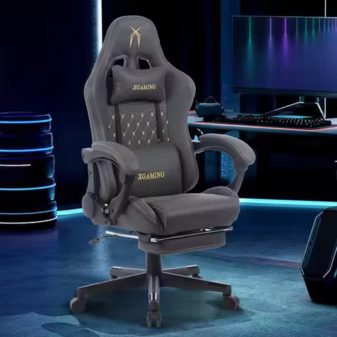 New Design Reclining Gamer Chair with Footrest Brown Gaming Chair