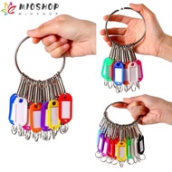 MIOSHOP 10/20/30/40 Pieces Key Tags, Plastic Transparent Window Key Ring, Rectangular Metal Split Rings With Number Plates Key Chains Rental Accessories