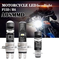 AOSMMD Ba20d DRL LED Headlight H4 P15D White High Low Beam For Motorcycle Lampu LED Motor AOSMMD Ba2
