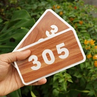 High quality beautiful room number plate LEVU BGSP06 aluminum wood grain decorative room number 8x15