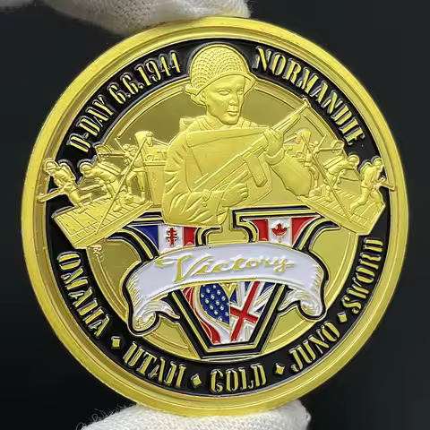 Normandy Landing Gold Coin Collectibles 1944.6.6 D-Day Challenge Coin Souvenir Victory Honorary Badg
