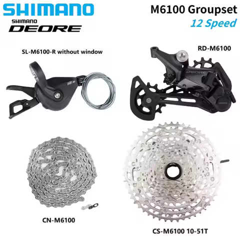 Shimano M6100 Groupset 12 Speed SL-M6100-R Shifter RD-M6100 Rear Derailleur CN-M6100 Chain Cassette 