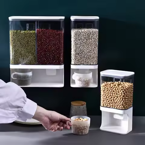 1.5L Detergent Cereal Dispenser Softener Cereal Transparent Containers Wall Mounted Sealed Divided K