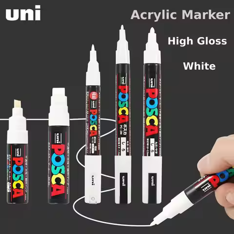UNI Posca White Acrylic Marker Brush Marcadores Permanent Waterproof Non-fading POP Poster Pen/Graff