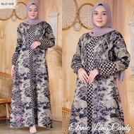 baju gamis batik wanita kombinasi polos terbaru kekinian jumbo - mega mendung xl