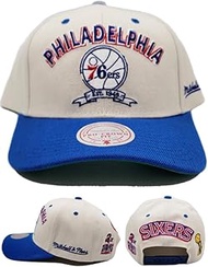Mitchell & Ness Philadelphia 76ers New NBA Legacy Defined Cream Blue Era Pro Snapback Hat Cap