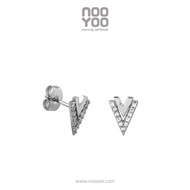 NooYoo ต่างหูสำหรับผิวแพ้ง่าย Double V with Crystal Surgical Steel