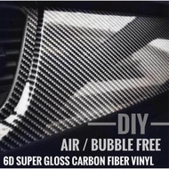 1MX50CM Car Body Wrap Sticker 6D Carbon Fiber Vinyl Sticker Bubble Free Gloss Car Interior Exterior 