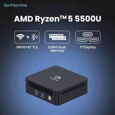 Mini Pc Gaming GenMachine Mini PC AMD Ryzen 5 5500U Windows 11 Ryzen 4.0GHz DDR4 16GB DDR4 512GB PCI