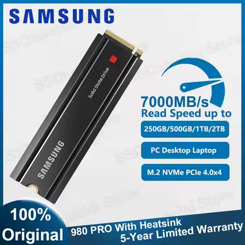 Samsung 980 PRO SSD with Heatsink 1TB 2TB PCIe Gen 4 NVMe M.2 Internal Solid State Hard Drive for De