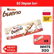 (Ready Stock) Kinder Bueno White Chocolate T2x8 312g Coklat Kinder Bueno Coklat Bar Chocolate Kinder