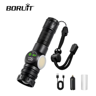 BORUiT LED Powerful Tactical Flashlight Rechargeable Zoom Torch Light Emergency Magnet Camping Torch